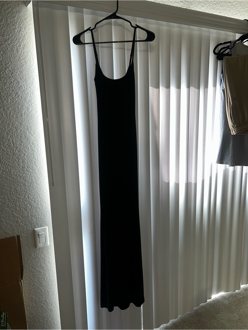 SKIMS Black Spaghetti-Strap Maxi Slip Dress
